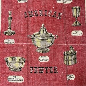 Vintage Linen American Pewter Tea Towel